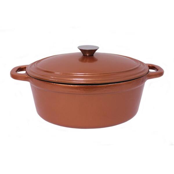 BergHOFF Neo 8 Qt. Oval Cast Iron Copper Casserole Dish with Lid
