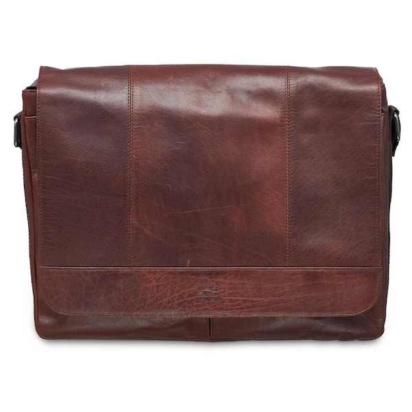 MANCINI Buffalo Collection Brown Leather Messenger Bag for 15 in. Laptop