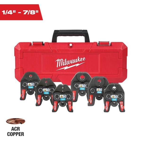 Milwaukee M18 Press 1/4 in. - 7/8 in. Copper Press Tool Jaw Set for Streamline ACR Press Fittings (6-Jaws Included)