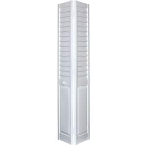 18 in. x 80 in. 3 in. Louver/Panel White PVC Composite Interior Closet Bi-Fold Door