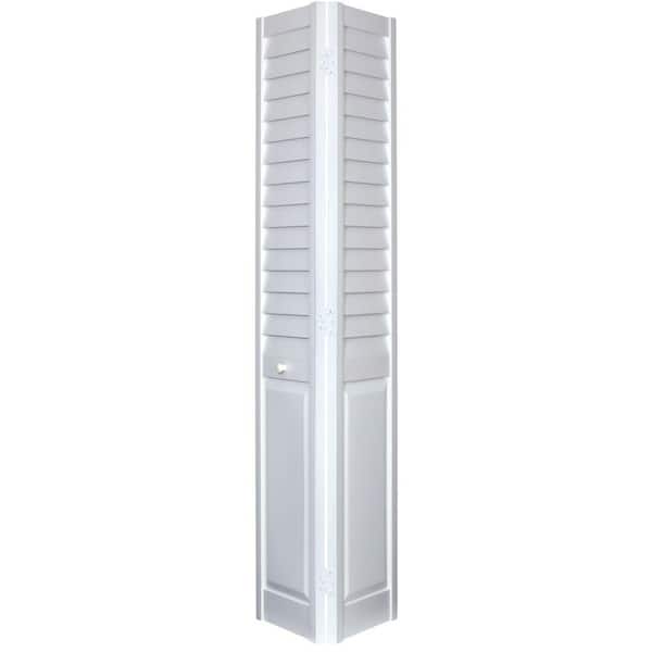 Home Fashion Technologies 18 in. x 80 in. 3 in. Louver/Panel White PVC Composite Interior Closet Bi-Fold Door