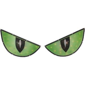 42 in. Lighted Green and Black Eyes Halloween Window Silhouette Decoration