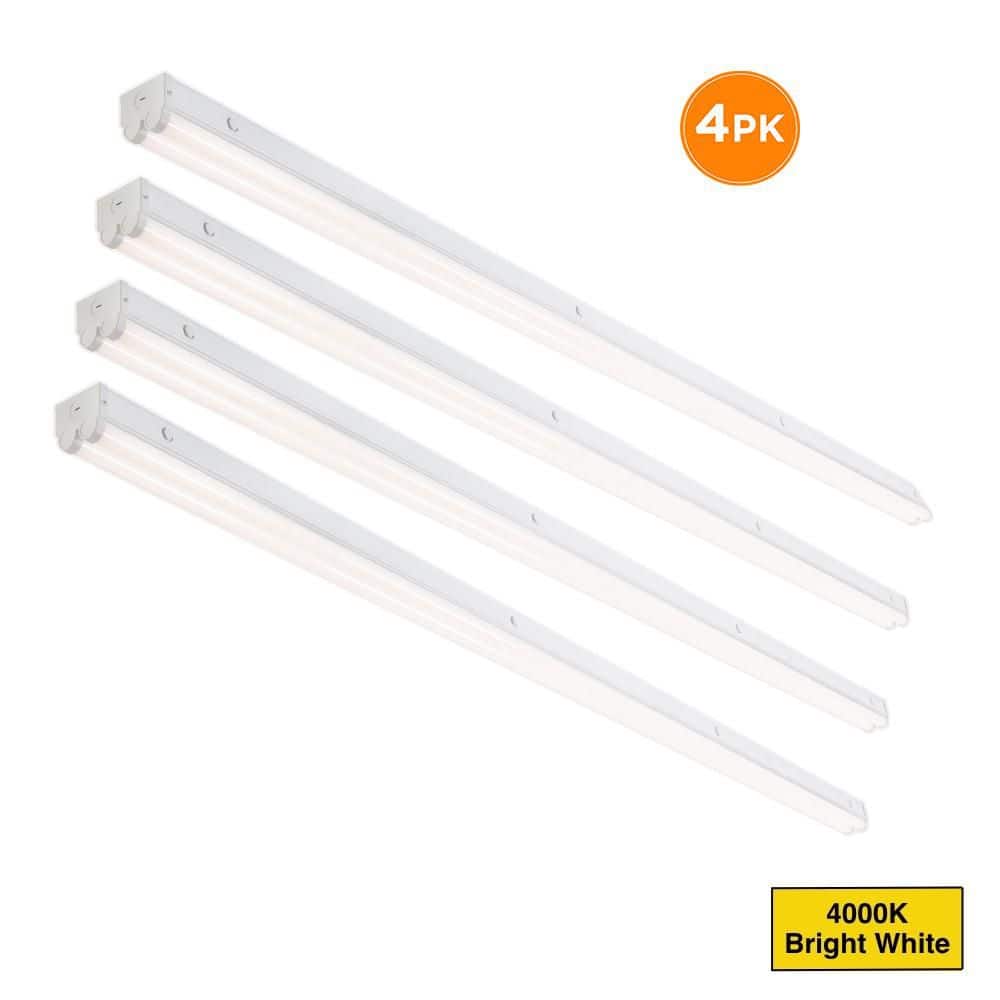 4-Pack 8 ft. Residential 2-Light Integrated LED White Strip Light Fixture 4000K Bright White 9000 Lumens 80-Watt 120V price history on PriceWatchPro