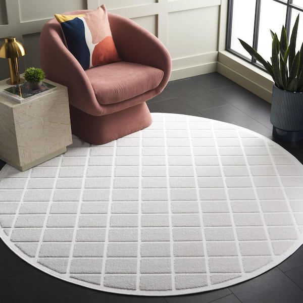 Stella Ivory 7 ft. x 7 ft. High-Low Tile Round Indoor/Outdoor Area Rug