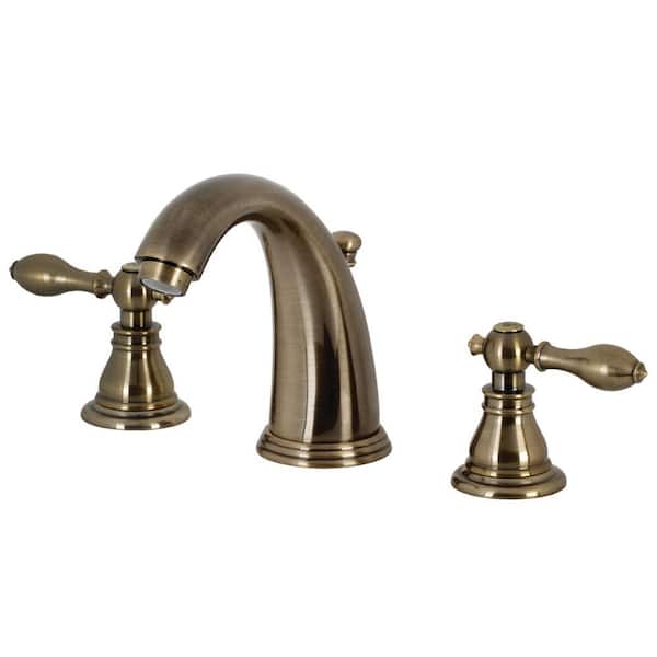 Kingston Brass American Classic 8 in. Widespread 2-Handle Bathroom Faucet in Antique Brass