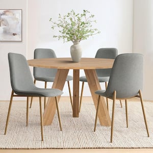 Linen Dining Chair with Oak Metal Legs (Set of 4)