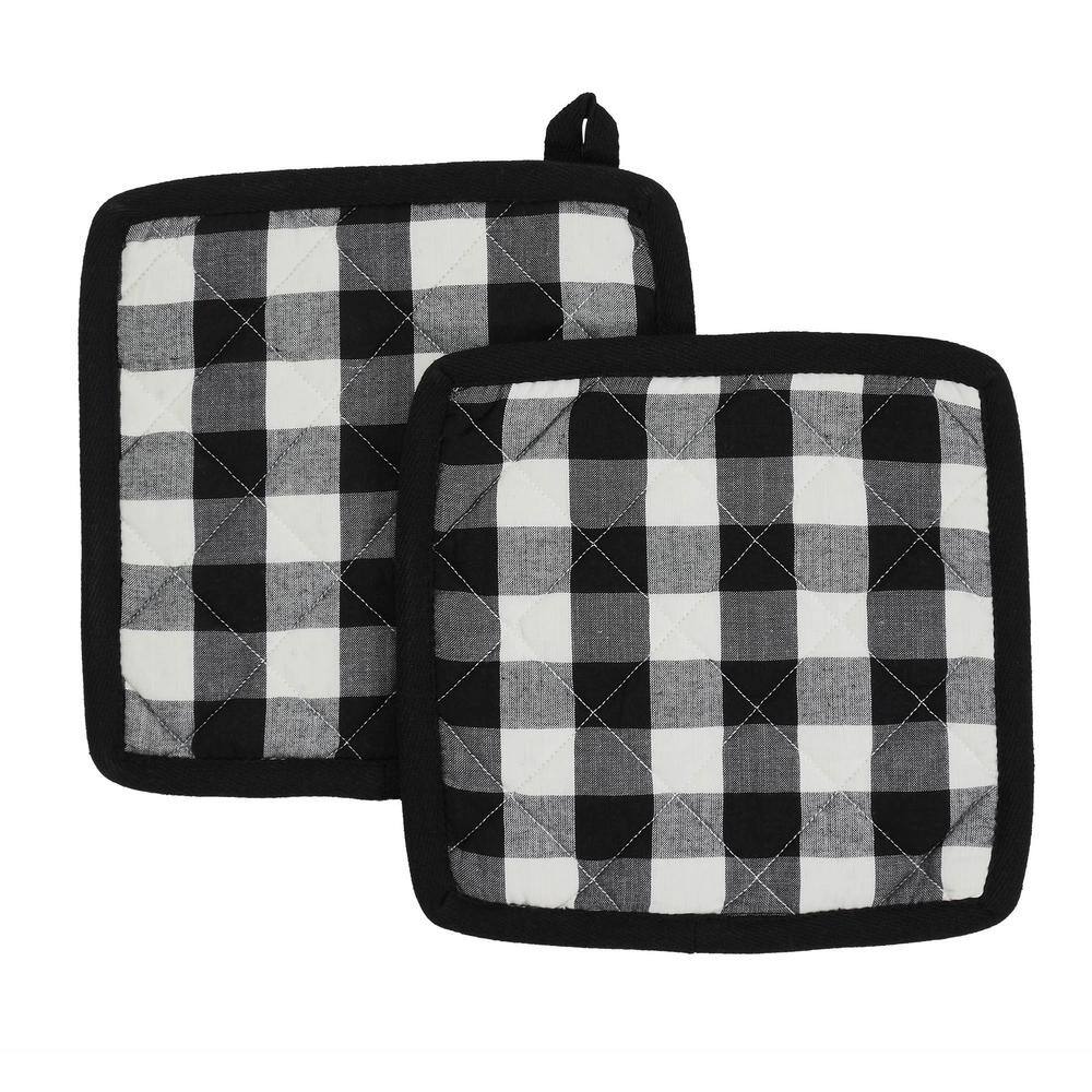 Annie Buffalo Check Black and White Cotton Pot Holder Set