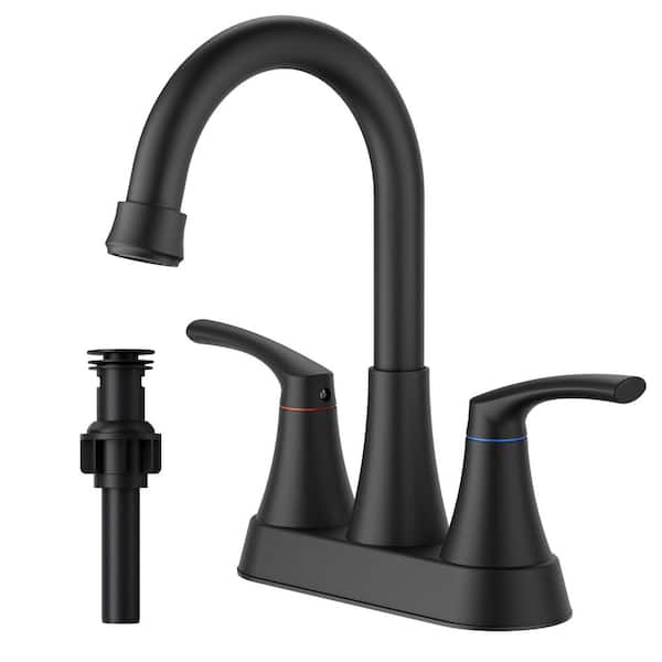 4 in. Centerset 2-Handle High-Arc Bathroom Faucet in Matte Black