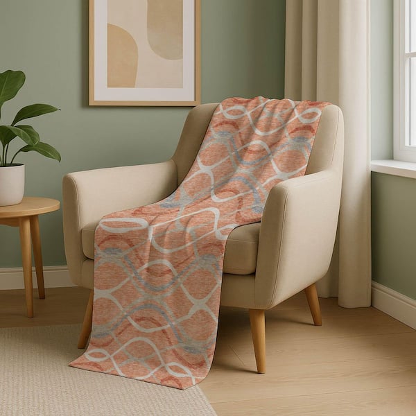 Premium Machine Washable ASB757 Peach 50 in. x 70 in. Sherpa Throw Blanket