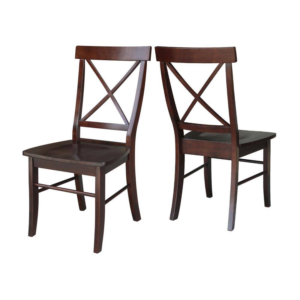 Java High Cross Back Solid Wood Side Chair Set