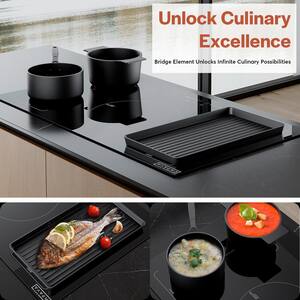 Built-in 36 in. 240V Electric Stove Smooth Surface Induction Cooktop in Black with 5 Elements Including Bridge Elements