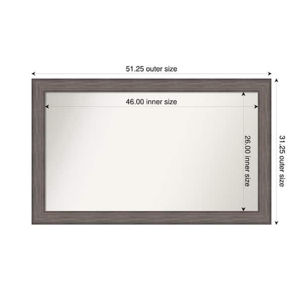 Amanti Art Country Barnwood 51.25 in. W. x 31.25 in. Custom Non-Beveled Wood Framed Bathroom Vanity Wall Mirror