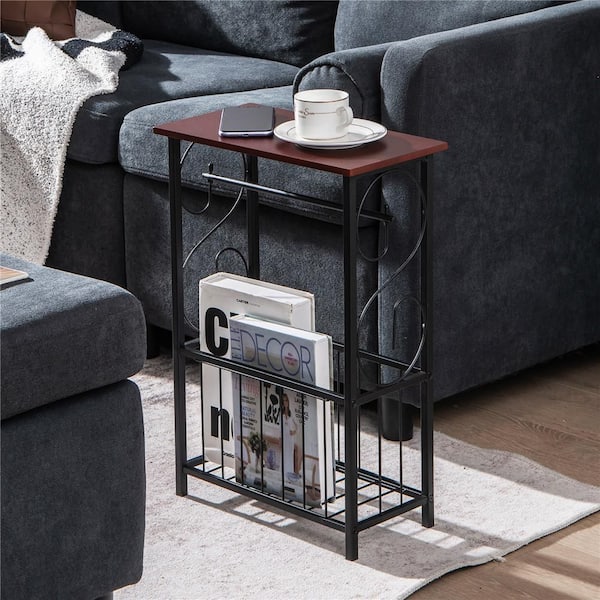 2-Piece Side Sofa Narrow Table w/Removable Paper Holder for Living Room Toilet