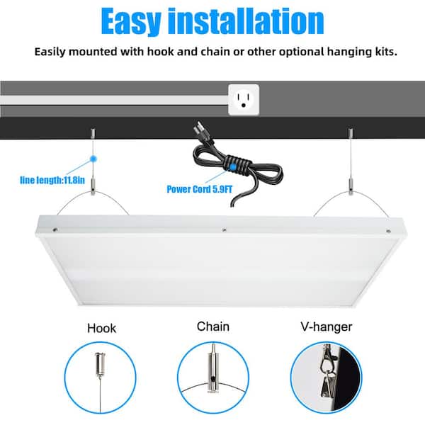 WYZM 2 ft. 400-Watt Equivalent Integrated LED White High Bay Light 120-Volt to 277-Volt 16000 Lumens 5000K (6-Pack)