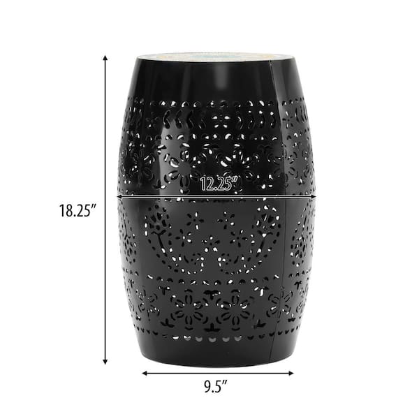 Zeus & Ruta Black Round Ceramic Outdoor Side Table for