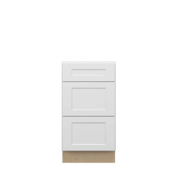 Norfolk Shaker 18 in. W x 34.5 in. H x 21 in. D in Painted White Plywood Assembled Bath Drawer Base Cabinet