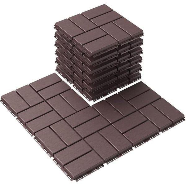 Afoxsos 12 ft. x 12 ft. Plastic Interlocking Deck Tiles Waterproof in Blue (9 Per Pack)