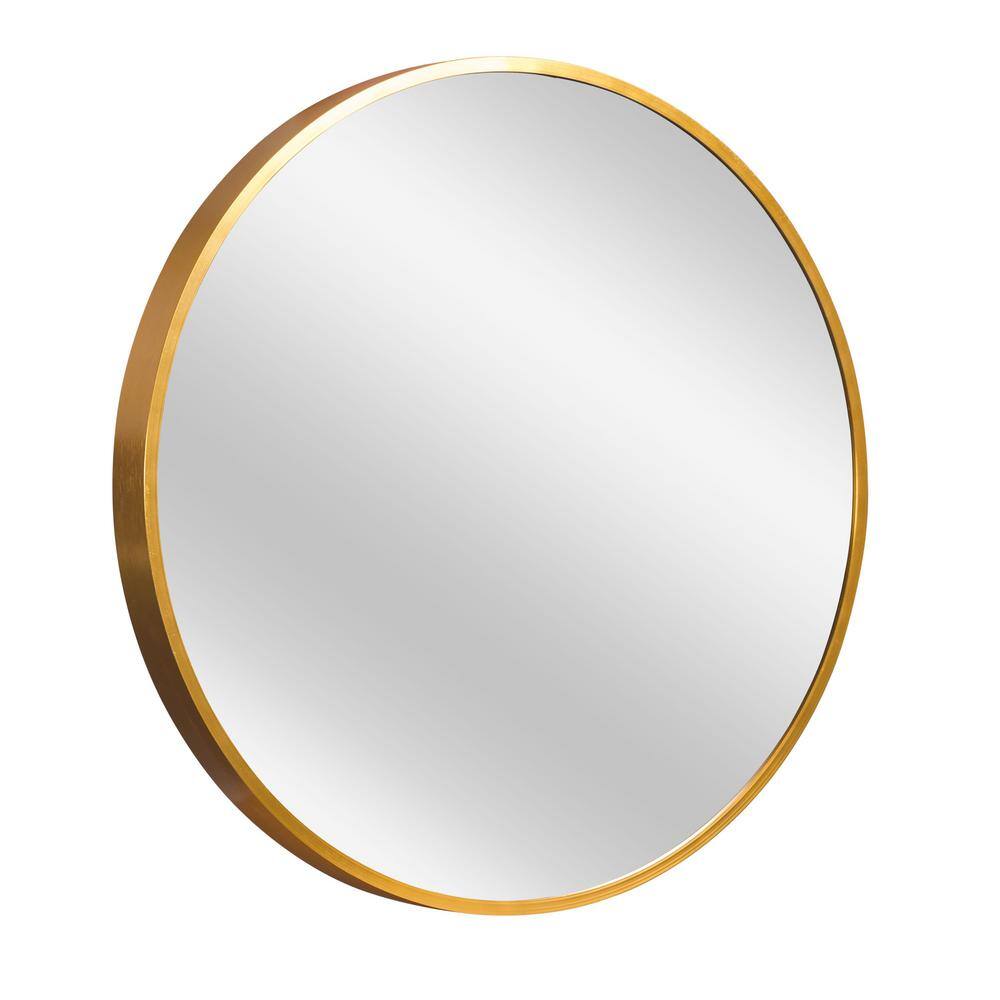 47 in. W x 47 in. H Metal Framed Round Mirror in Gold