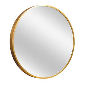 47 in. W x 47 in. H Metal Framed Round Mirror in Gold