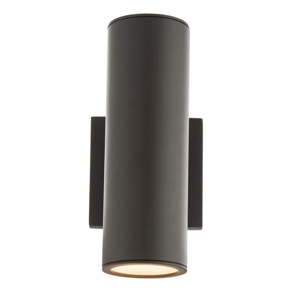 Bronze Cylinder Dimmable Outdoor LED Wall Sconce with White Acrylic Diffuser