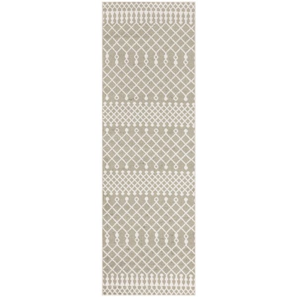 Nourison Astra Machine Washable Sage 2 ft. x 8 ft. Moroccan Transitional Runner Area Rug