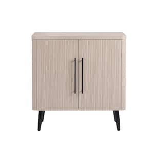 Jodie Whitewashed Oak 32 in. H Mid-Century Modern Accent Cabinet with 2 Shelves