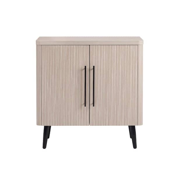 Manhattan Comfort Jodie Whitewashed Oak 32 in. H Mid-Century Modern Accent Cabinet with 2 Shelves