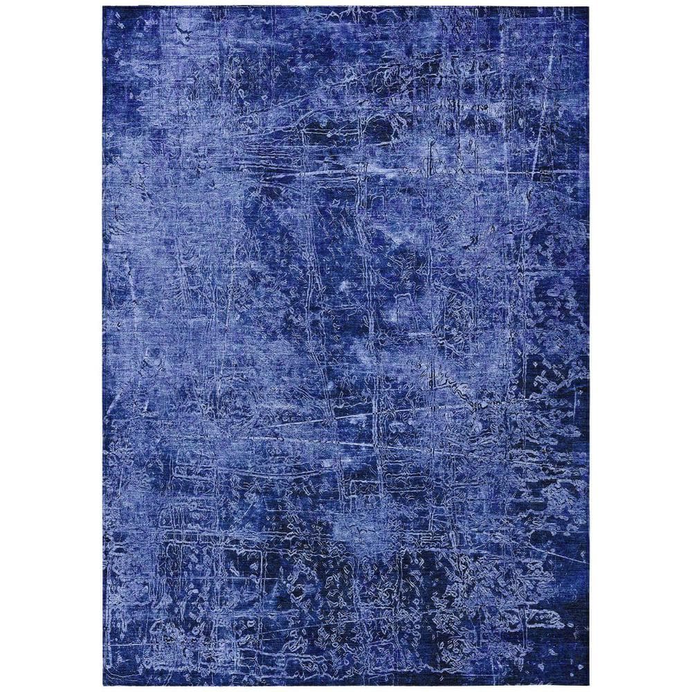 Navy Blue 3 ft. x 5 ft. Woven Abstract Rectangle Indoor/Outdoor Area Rug price history on PriceWatchPro