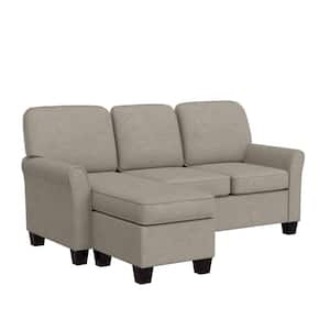 Lorena 75in. Rolled Arm Polyester Casual Rectangle Sectional Sofa in. Gray