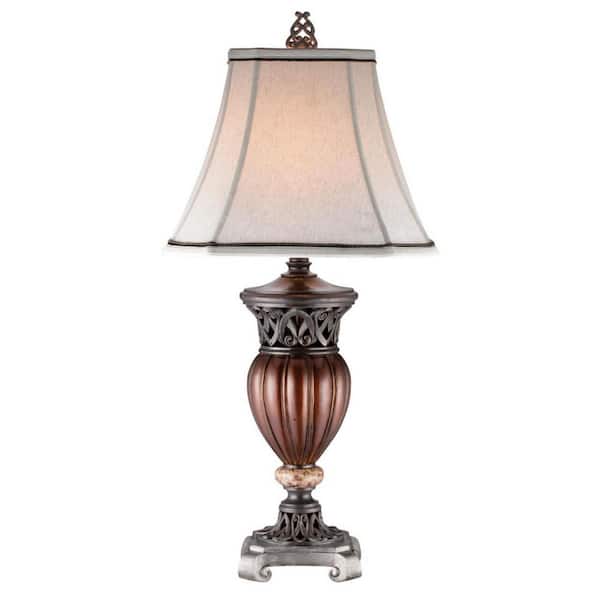 HomeRoots 32 in. Traditional Silver Roman Style Table Lamp with Bronze Finish