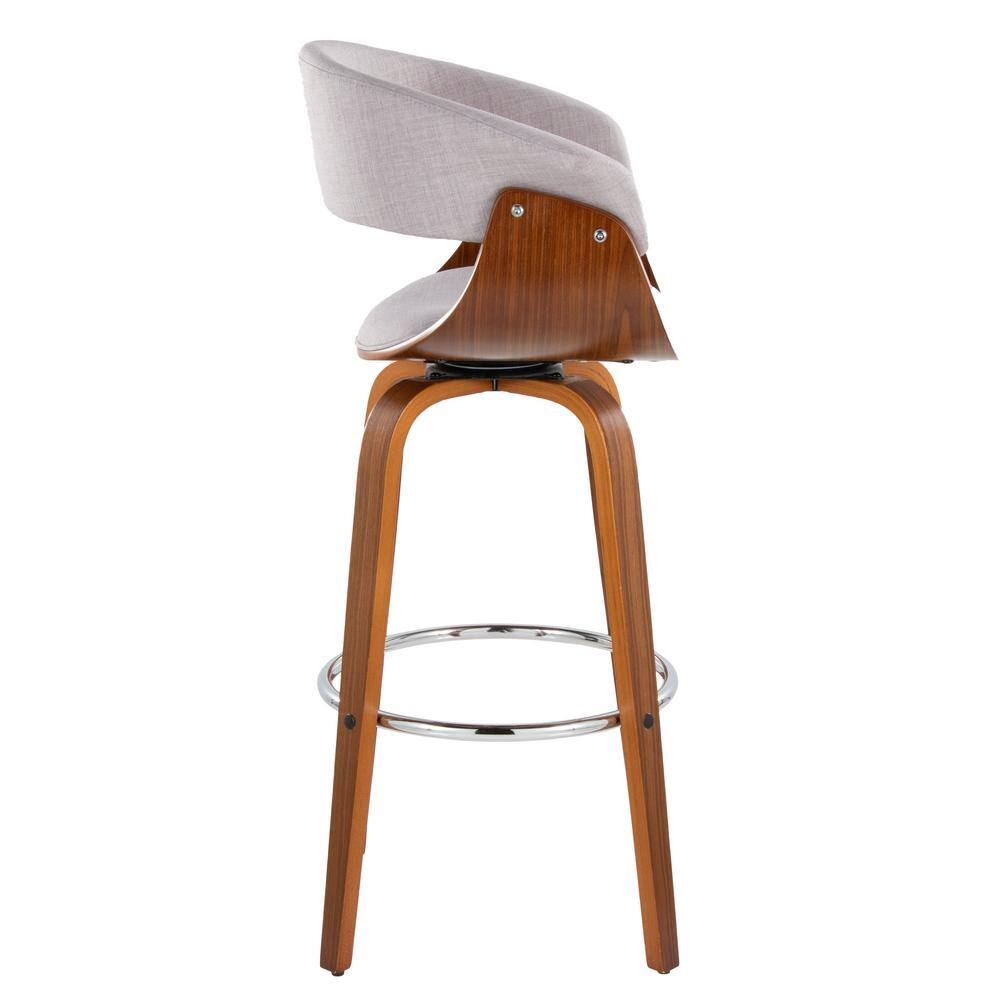 Vintage Walnut and Chrome Swivel Barstool Set