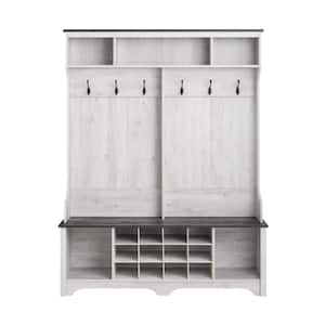 Rustic Ridge Washed White Entryway Cabinet 15.5 in. D x 60 in. W x 77 in. H