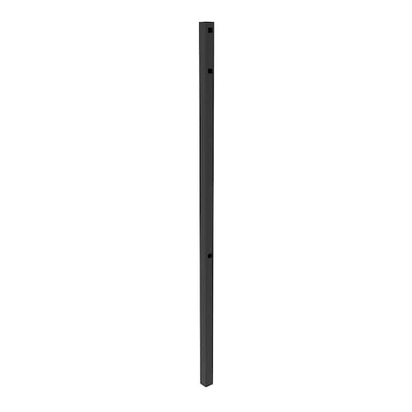 FORTRESS Athens 6 ft. H x 2 in. W x 0.125 Thick Gloss Black Aluminum Flat Top Design Fence End Post