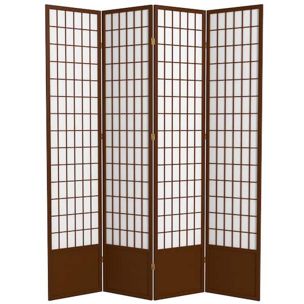 Oriental Furniture 7 ft. Walnut 4-Panel Room Divider