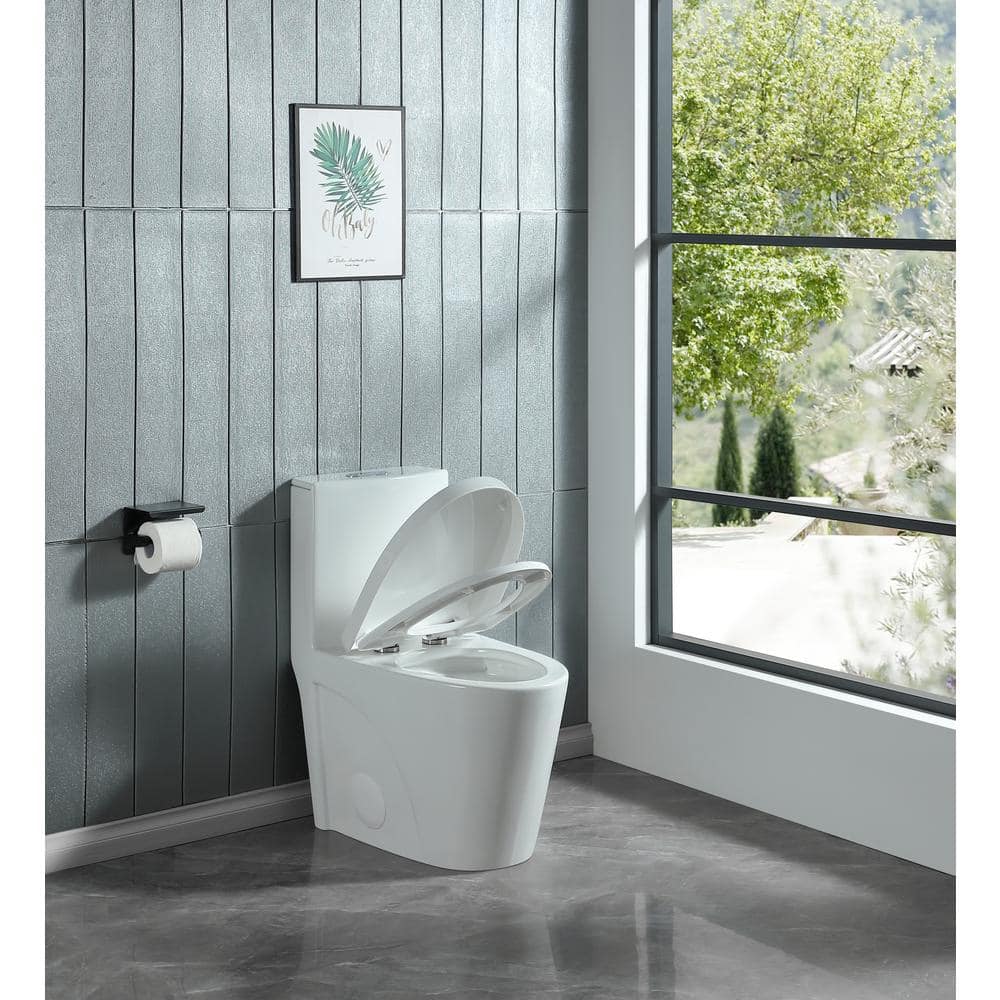 Glossy White Dual Flush Comfort Height One-Piece Toilet