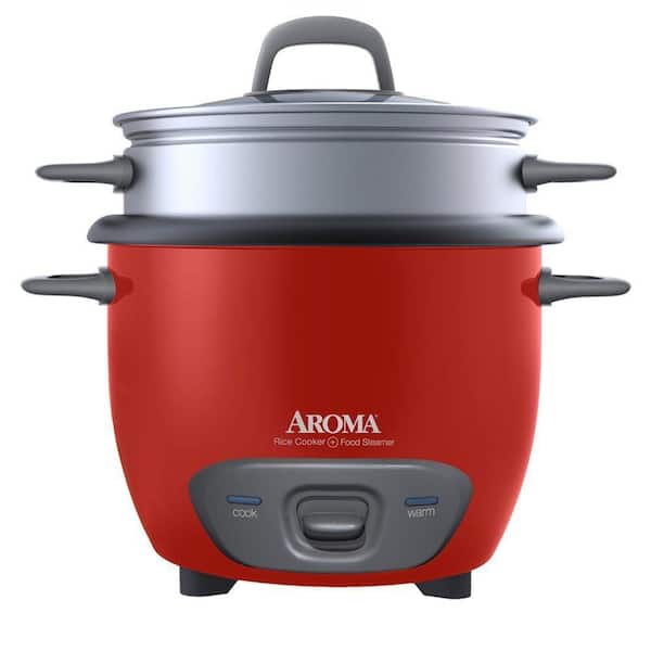 AROMA 6-Cup Rice Cooker in Red
