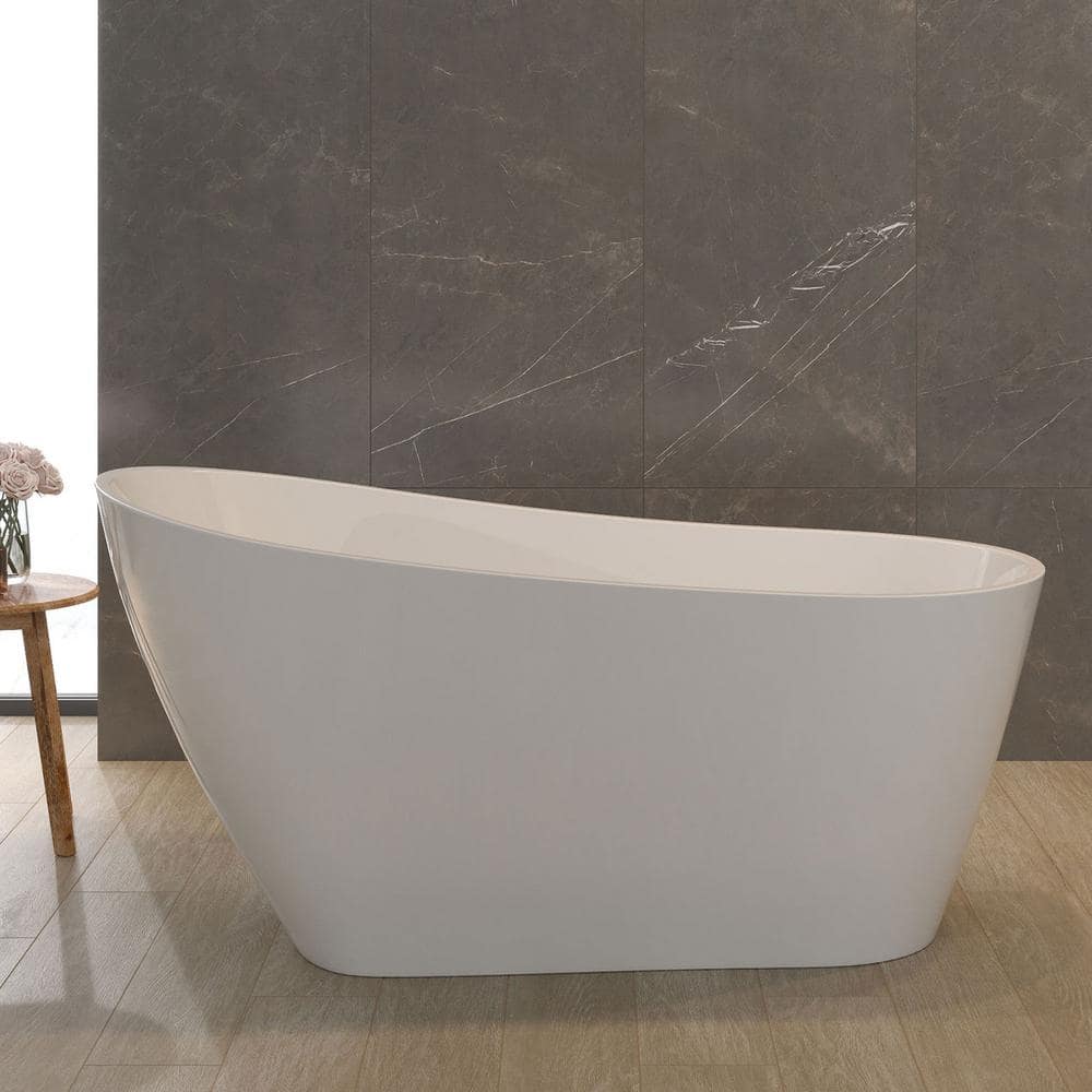 59 in. x 30.71 in. Contemporary Soaking Tub Acrylic Freestanding Bathtub with Overflow and Drain in Gloss White price history on PriceWatchPro