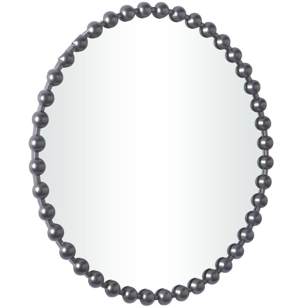 36" Round Black Beaded Frame Wall Mirror