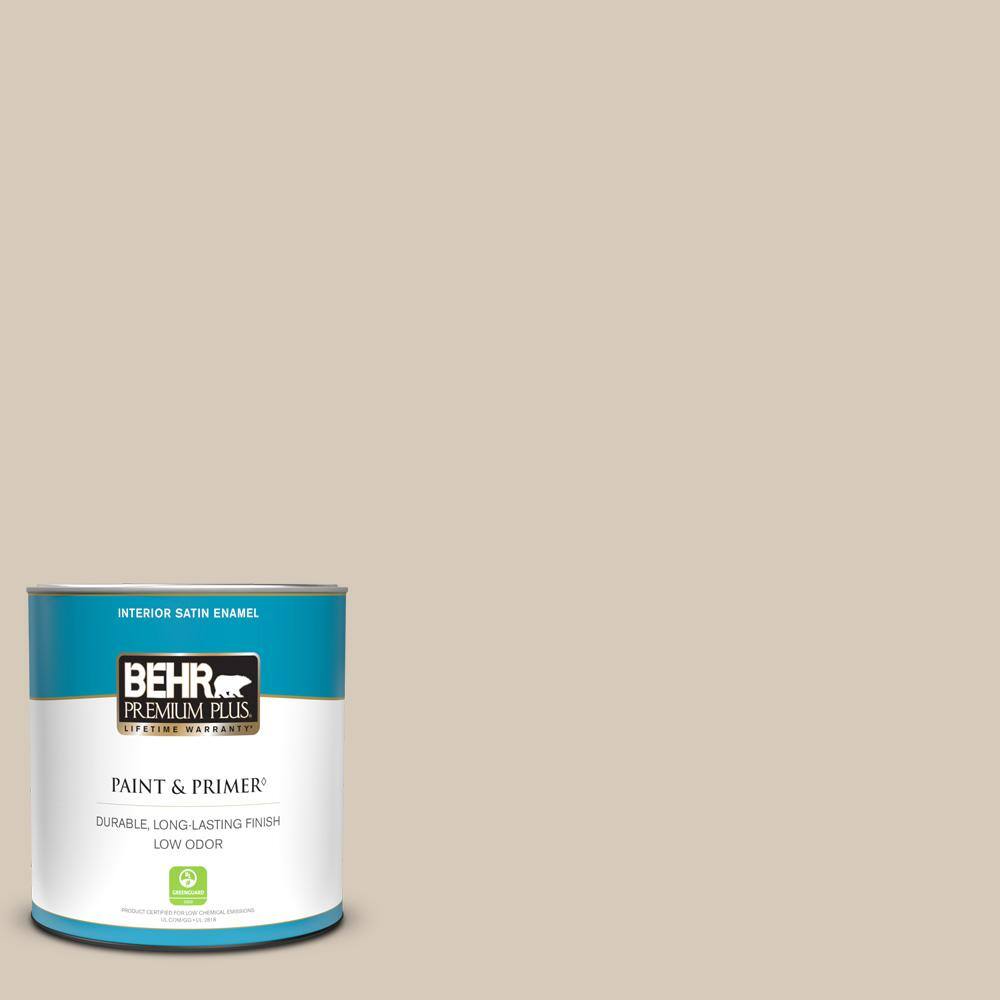 BEHR PREMIUM PLUS 1 qt. PPU512 Almond Wisp Satin Enamel Low Odor
