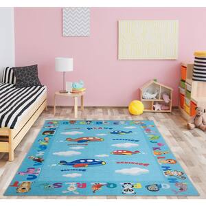 Mul Children's Rug Reversible Rug With Landscape Design and Educational Motifs 