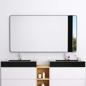 TUNE 55 in. W x 30 in. H Rectangular Black Framed Wall Mount Bathroom Vanity Mirror