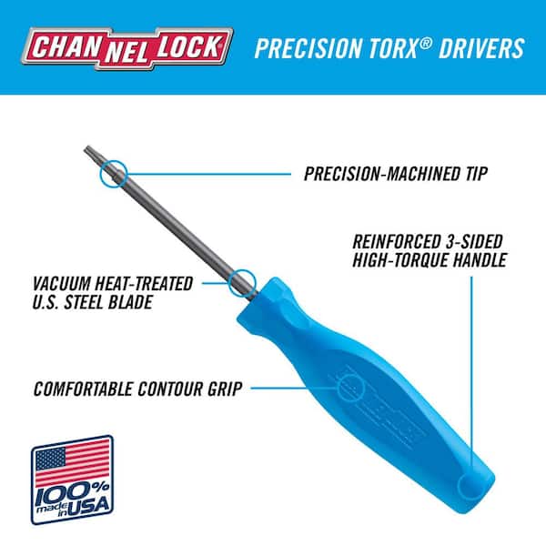 Channellock 3 in. T20 Torx Screwdriver with 3-Sided High