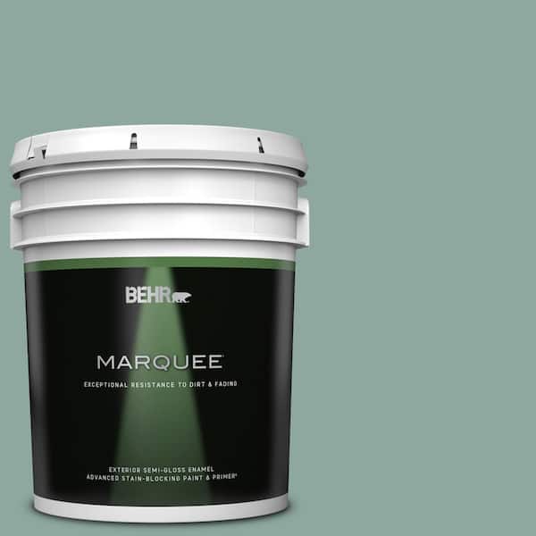 BEHR MARQUEE 5 gal. #S430-4 Green Meets Blue Semi-Gloss Enamel Exterior Paint & Primer