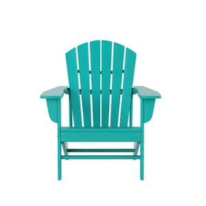 Traditional Curve back Turquoise Blue Plastic Outdoor Patio Adirondack Chair Set of 1