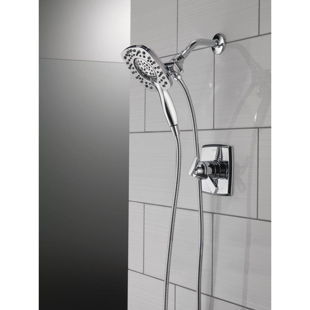 Chrome Dual Shower Head with Handheld Spray and Pulse
