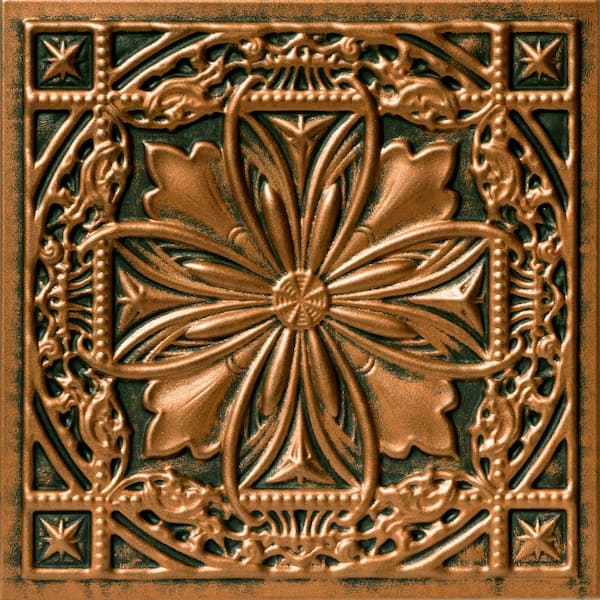 A La Maison Ceilings Lucas's Shield Antique Bronze 1.6 ft. x 1.6 ft. Decorative Foam Glue Up Ceiling Tile (259.2 sq. ft./case)