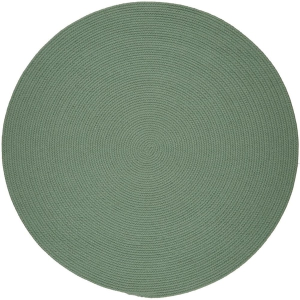 Unbranded Texturized Solid Celadon Poly 8 ft. x 8 ft. Round Braided Area Rug