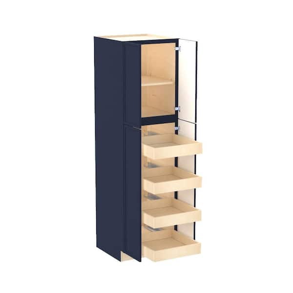 Home Decorators Collection Franklin 24 in. W x 24 in. D x 84 in. H Assembled Plywood Pantry Kitchen Cabinet in Vessel Blue with 4ROT Soft Close