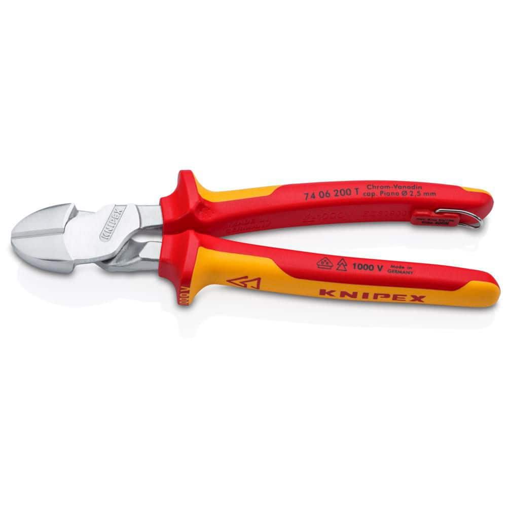 KNIPEX High Leverage Diagonal Cutters-1000V Insulated-Tethered