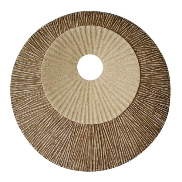 Benjara Brown and Beige Small Round and Ribbed Double Layer Sandstone Wall Art